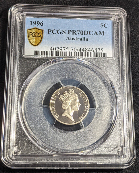 1996 Proof Five Cent 5c Australia PCGS PR70DCAM FDC UNC #2388