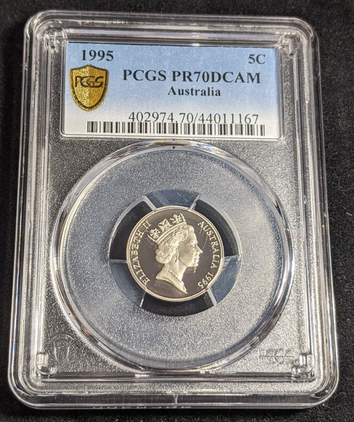 1995 Proof Five Cent 5c Australia PCGS PR70DCAM FDC UNC #2387
