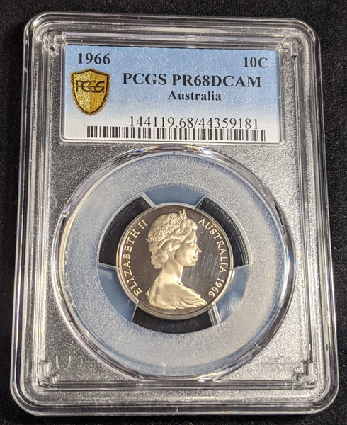 1966 Proof Ten Cent 10c Australia PCGS PR68DCAM FDC UNC #2392