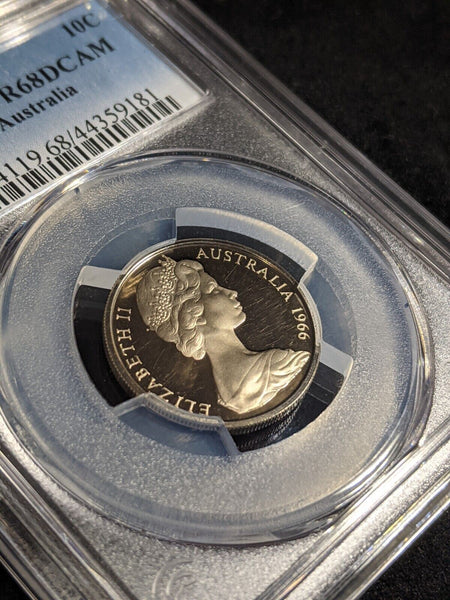 1966 Proof Ten Cent 10c Australia PCGS PR68DCAM FDC UNC #2392