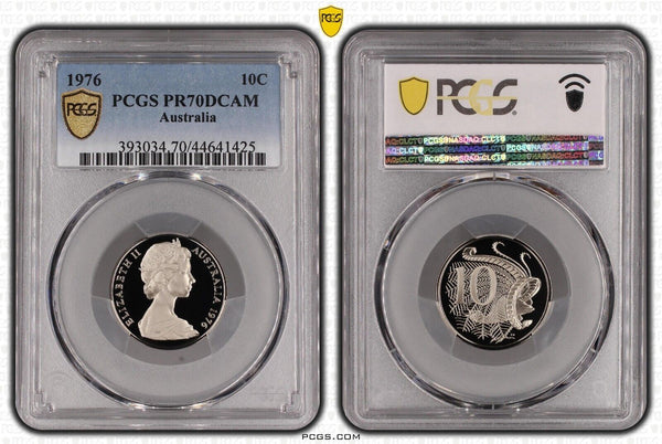 1976 Proof Ten Cent 10c Australia PCGS PR70DCAM FDC UNC #2393
