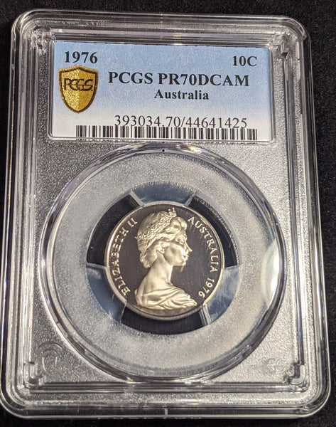 1976 Proof Ten Cent 10c Australia PCGS PR70DCAM FDC UNC #2393