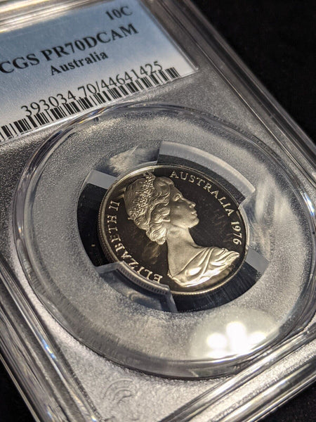 1976 Proof Ten Cent 10c Australia PCGS PR70DCAM FDC UNC #2393