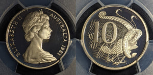 1981 Proof Ten Cent 10c Australia PCGS PR70DCAM FDC UNC #2395