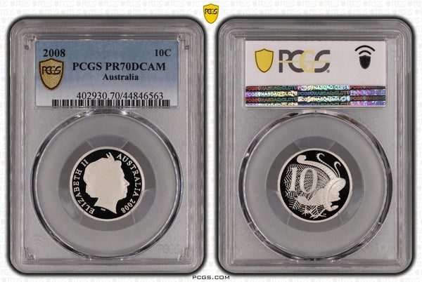 2008 Proof Ten Cent 10c Australia PCGS PR70DCAM FDC UNC #2396