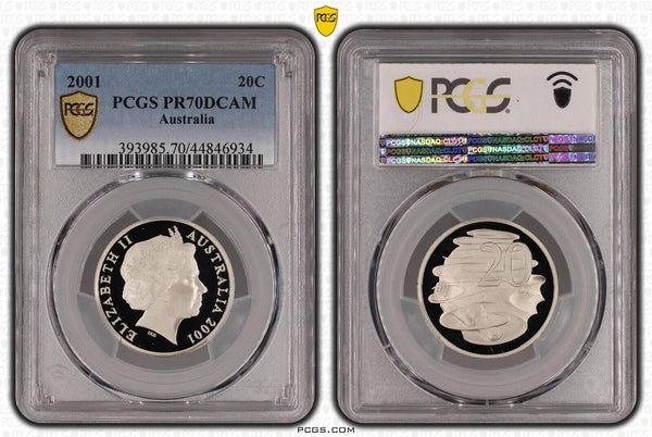 2001 Proof Twenty Cent 20c Australia PCGS PR70DCAM FDC UNC #2402