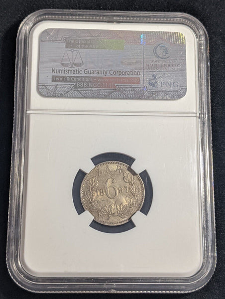 South Africa 1897 Sixpence 6d NGC AU58 aUNC KM# 4 #2411