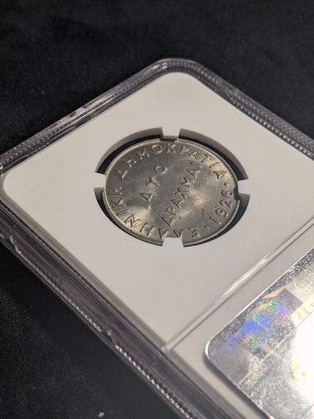 Greece 1926 2 Drachmai NGC MS65 GEM UNC KM# 70 NGC #2412