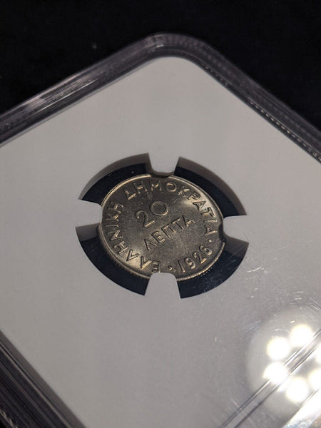 Greece 1926 20 Lepta NGC MS64 GEM UNC KM#67 NGC #2413