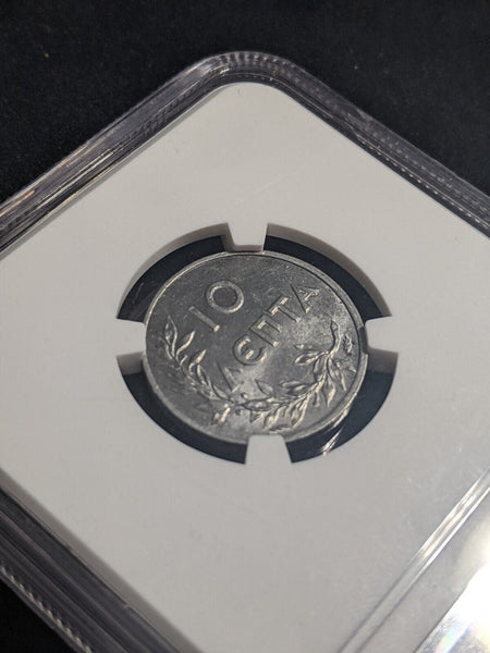 Greece 1922 10 Lepta Thin Planchet (1.52g) NGC MS63 CHOICE UNC KM#66.1 NGC #2414