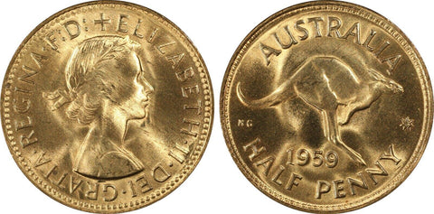 1959 m Half Penny 1/2d Australia PCGS MS64RD GEM UNC #2416