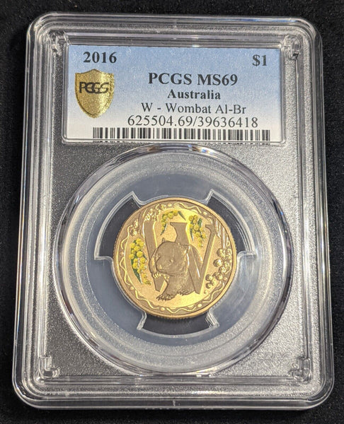 2016 Australia One Dollar $1 ALPHABET Wombat W PCGS MS69 FDC GEM UNC #2415