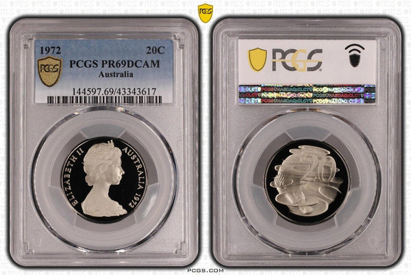 1972 Proof Twenty Cent 20c Australia PCGS PR69DCAM FDC UNC #2419
