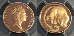 1987 Proof One Cent 1c Australia PCGS PR70DCAM FDC UNC #2420 for denutk74 only