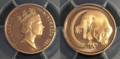 1987 Proof One Cent 1c Australia PCGS PR70DCAM FDC UNC #2420 for denutk74 only