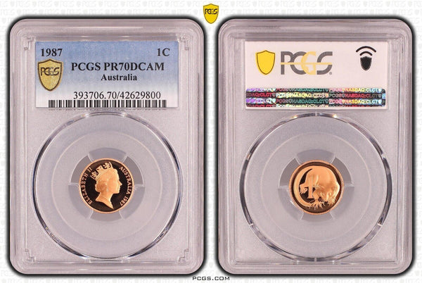 1987 Proof One Cent 1c Australia PCGS PR70DCAM FDC UNC #2420 for denutk74 only