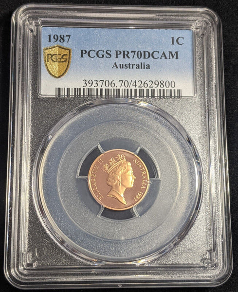 1987 Proof One Cent 1c Australia PCGS PR70DCAM FDC UNC #2420 for denutk74 only