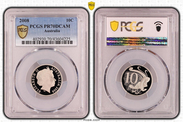 2008 Proof Ten Cent 10c Australia PCGS PR70DCAM FDC UNC #2424