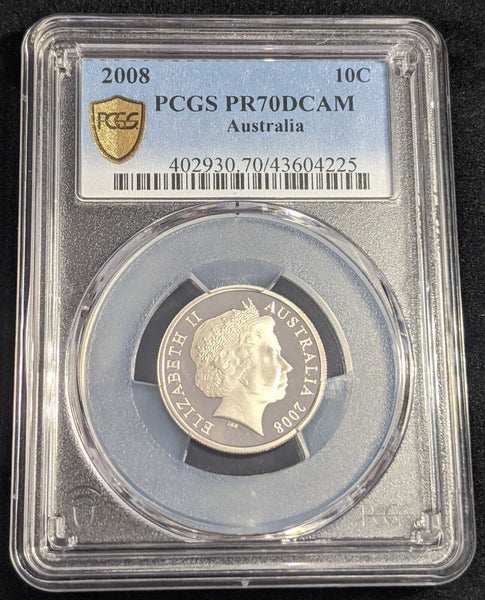 2008 Proof Ten Cent 10c Australia PCGS PR70DCAM FDC UNC #2424