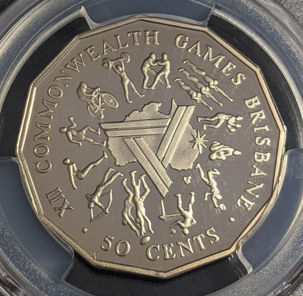 1982 Proof Fifty Cent 50c Commonwealth Games Australia PCGS PR68DCAM FDC #2429