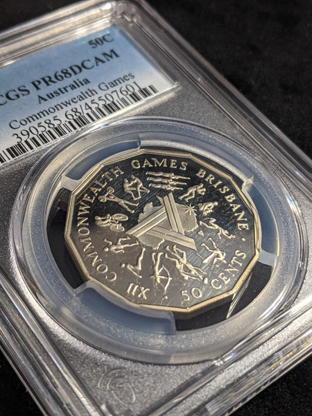 1982 Proof Fifty Cent 50c Commonwealth Games Australia PCGS PR68DCAM FDC #2429