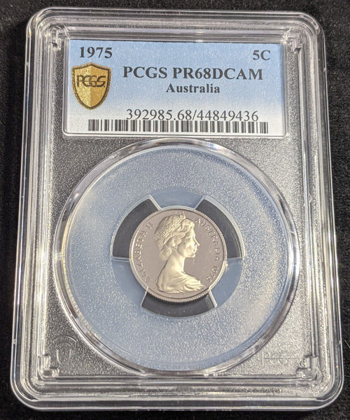 1975 Proof Five Cent 5c Australia PCGS PR68DCAM FDC UNC #2435