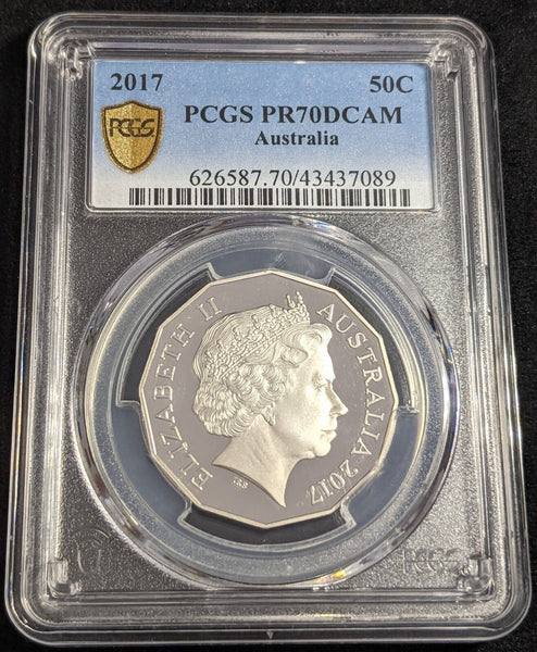 2017 Proof Fifty Cent 50c Australia PCGS PR70DCAM FDC UNC #2434