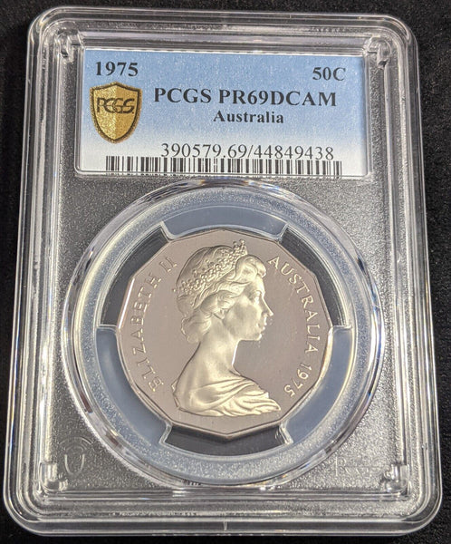 1975 Proof Fifty Cent 50c Australia PCGS PR69DCAM FDC UNC #2433