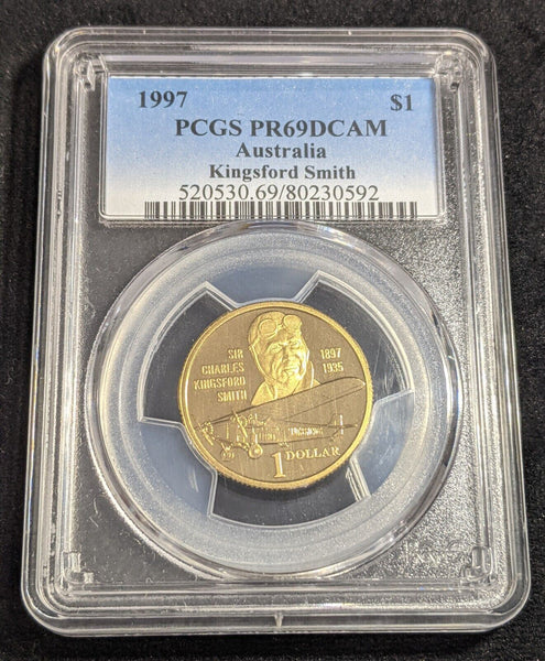 1997 Proof One Dollar $1 Kingsford Smith Australia PCGS PR69DCAM FDC UNC #2454