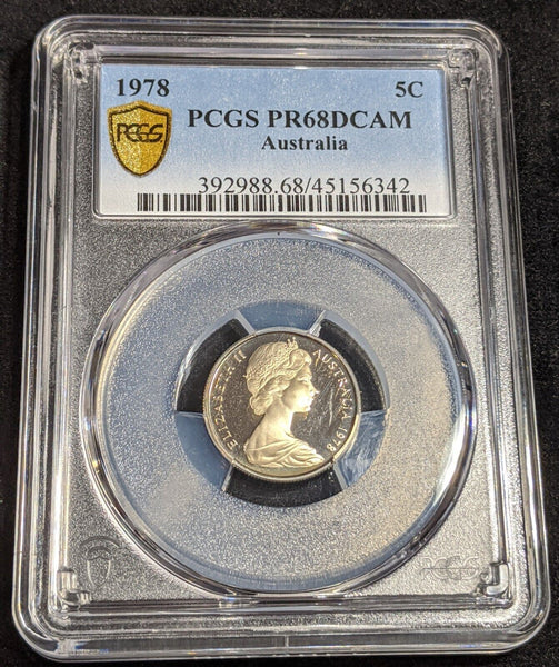 1978 Proof Five Cent 5c Australia PCGS PR68DCAM FDC UNC #2524