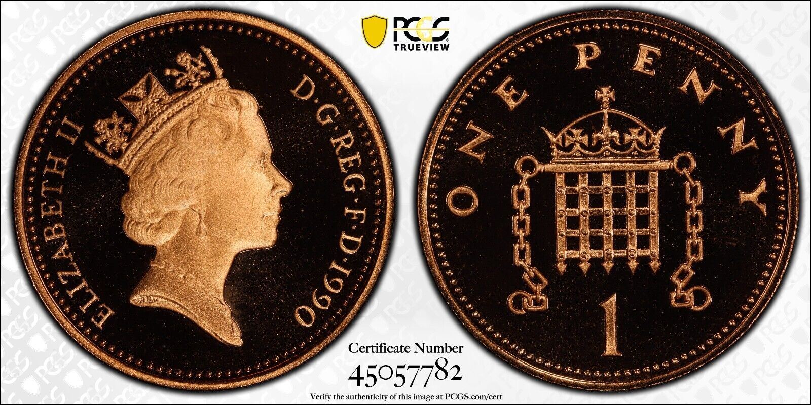 Great Britain 1990 Proof One Pence 1P S-B3 PCGS PR69RD DCAM FDC UNC #2534