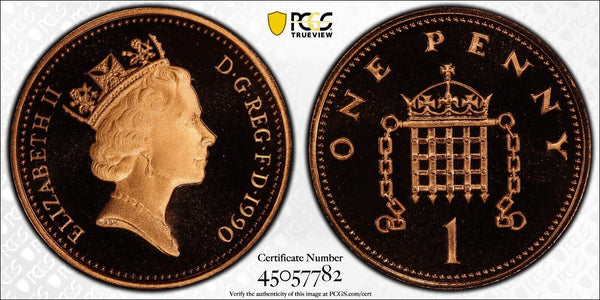 Great Britain 1990 Proof One Pence 1P S-B3 PCGS PR69RD DCAM FDC UNC #2534