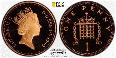 Great Britain 1990 Proof One Pence 1P S-B3 PCGS PR69RD DCAM FDC UNC #2534