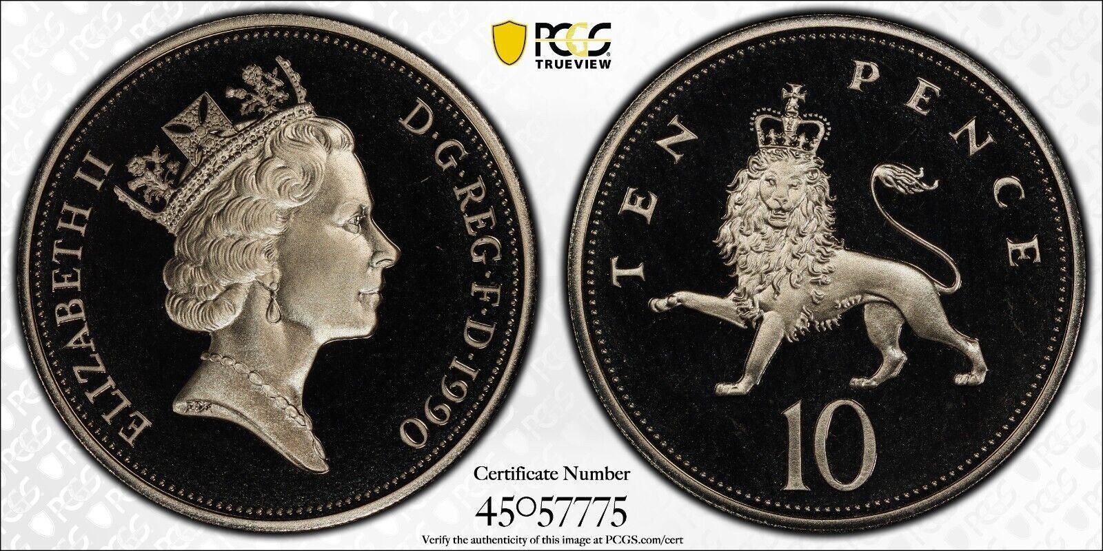 Great Britain 1990 Proof Ten Pence 10p S-F3 PCGS PR69DCAM FDC UNC #2535