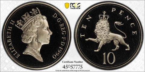 Great Britain 1990 Proof Ten Pence 10p S-F3 PCGS PR69DCAM FDC UNC #2535