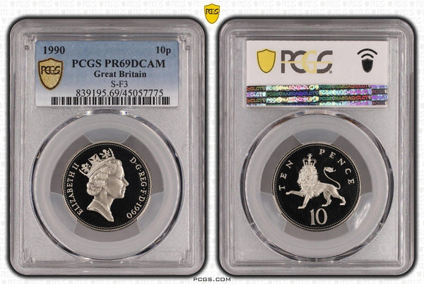 Great Britain 1990 Proof Ten Pence 10p S-F3 PCGS PR69DCAM FDC UNC #2535