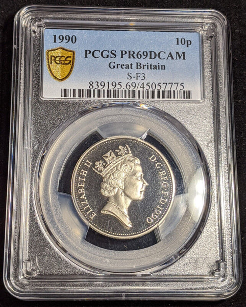 Great Britain 1990 Proof Ten Pence 10p S-F3 PCGS PR69DCAM FDC UNC #2535