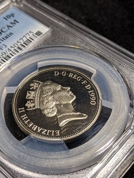 Great Britain 1990 Proof Ten Pence 10p S-F3 PCGS PR69DCAM FDC UNC #2535