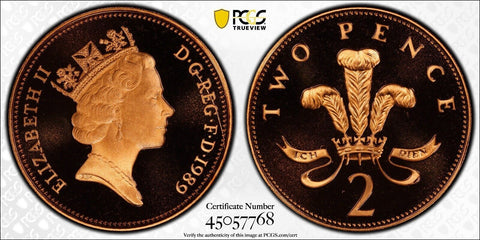Great Britain 1989 Proof Two Pence 2p S-C3 PCGS PR68DCAM FDC UNC #2537