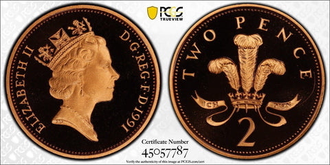 Great Britain 1991 Proof Two Pence 2p S-C3 PCGS PR69DCAM FDC UNC #2542