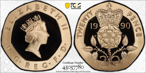 Great Britain 1990 Proof Twenty Pence 20p S-G2 PCGS PR69DCAM FDC UNC #2547