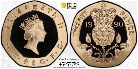 Great Britain 1990 Proof Twenty Pence 20p S-G2 PCGS PR69DCAM FDC UNC #2547