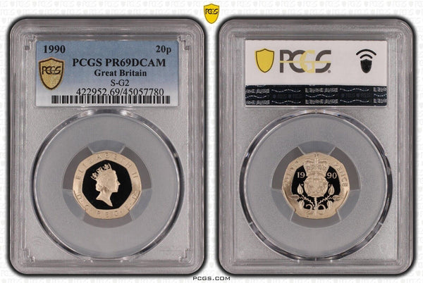 Great Britain 1990 Proof Twenty Pence 20p S-G2 PCGS PR69DCAM FDC UNC #2547