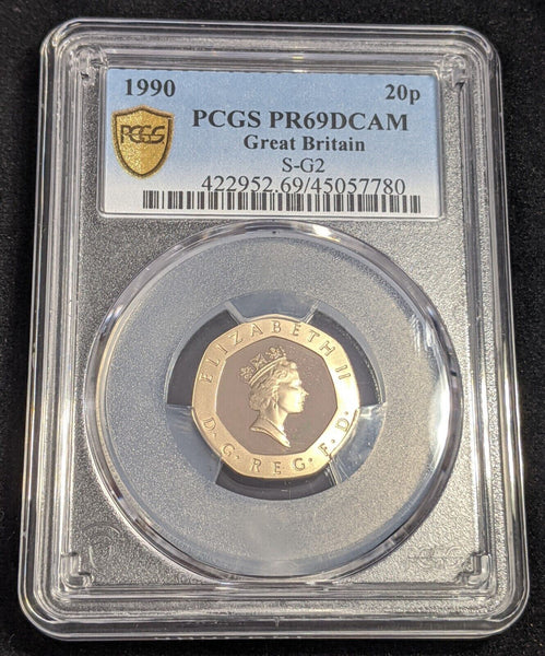 Great Britain 1990 Proof Twenty Pence 20p S-G2 PCGS PR69DCAM FDC UNC #2547