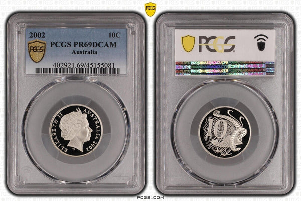 2002 Proof Ten Cent 10c Australia PCGS PR69DCAM FDC UNC #2540