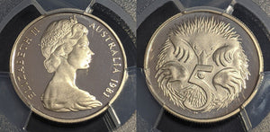1981 Proof Five Cent 5c Australia PCGS PR68DCAM FDC UNC #2546
