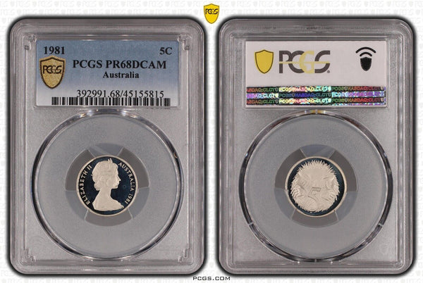 1981 Proof Five Cent 5c Australia PCGS PR68DCAM FDC UNC #2546