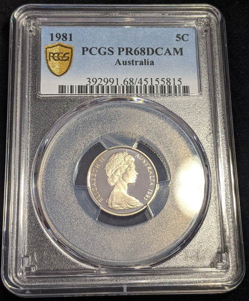 1981 Proof Five Cent 5c Australia PCGS PR68DCAM FDC UNC #2546