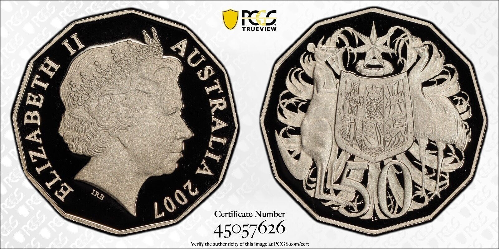 2007 Proof Fifty Cent 50c Australia PCGS PR70DCAM FDC UNC #2557