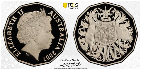 2007 Proof Fifty Cent 50c Australia PCGS PR70DCAM FDC UNC #2557